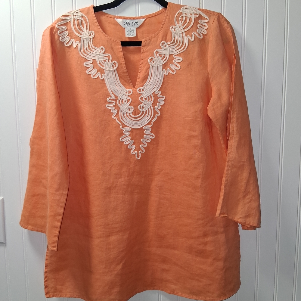 Allison Taylor Orange Tunic with White Detailing